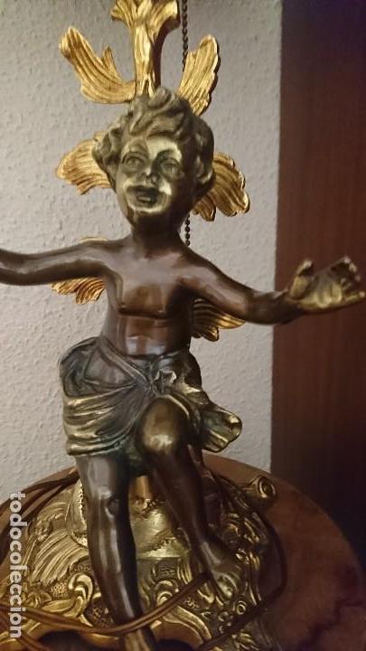 Vintage: L&Aacute;MPARA FIGURA &Aacute;NGEL BRONCE - Foto 1