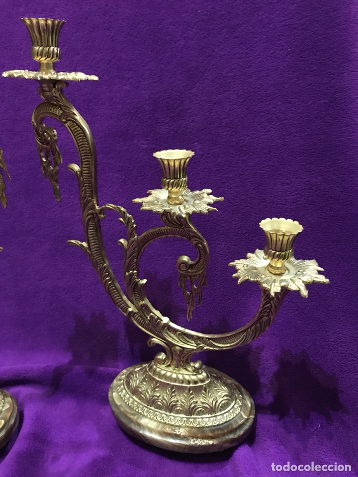Vintage: Candelabros de bronce y m&aacute;rmol - Foto 2