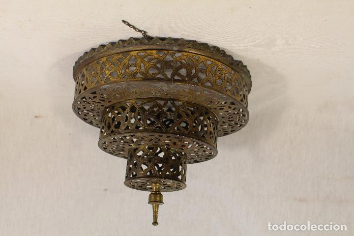 Vintage: lampara de techo en lat&oacute;n - Foto 4