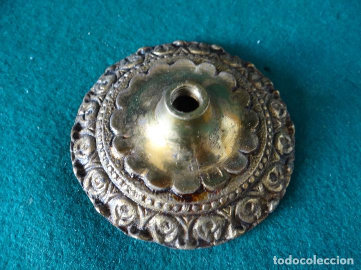 Vintage: ROSETA FLORON DE BRONCE DORADO PARA LAMPARA * - Foto 2