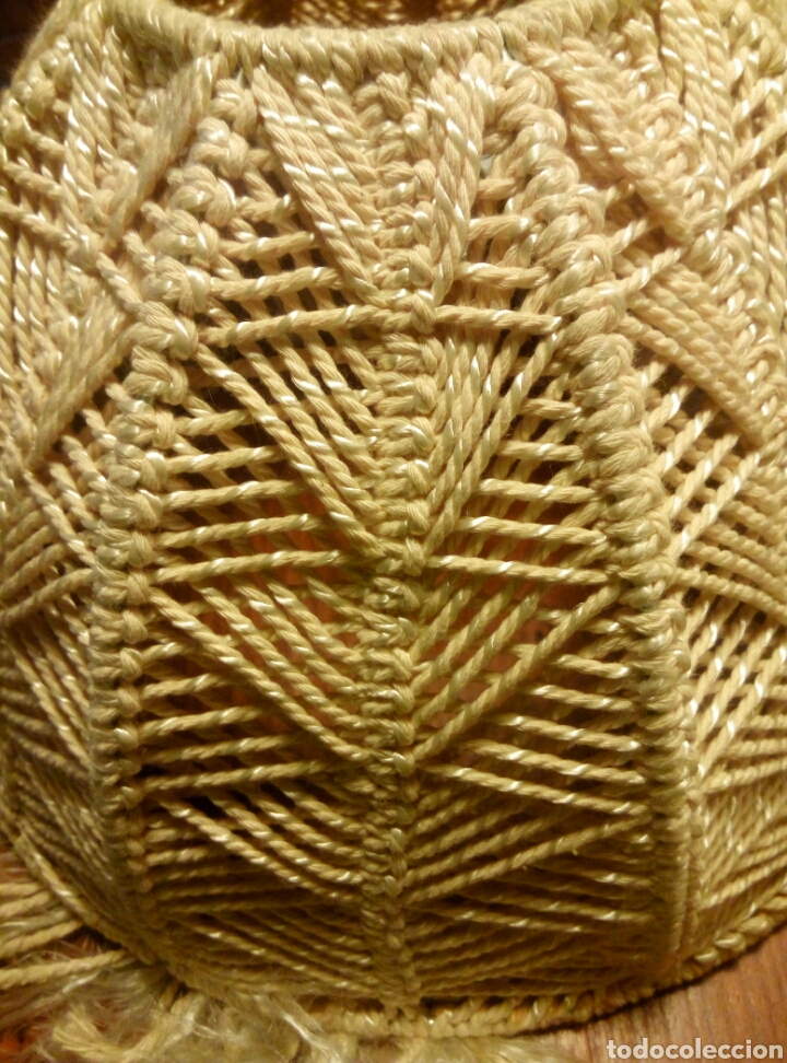 Vintage: Pantalla lampara macrame. Hecha a mano - Foto 3