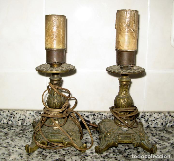 Vintage: Pareja de L&aacute;mparas Candelabros de Bronce Macizo.Casquillo E27 - Foto 1