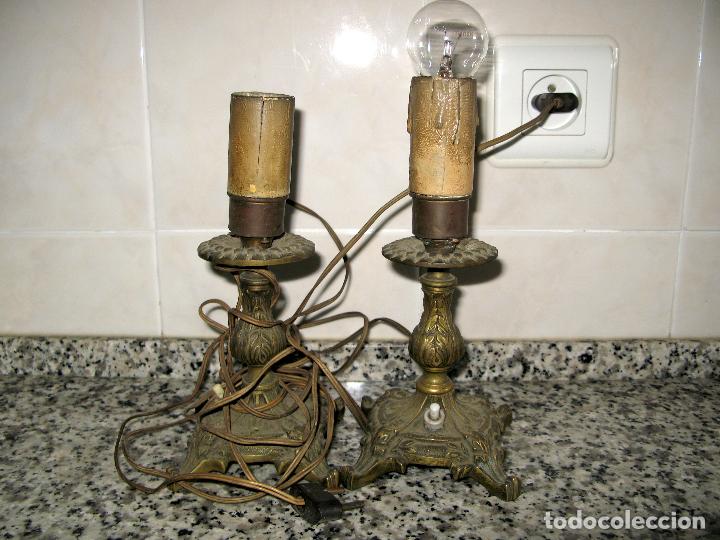 Vintage: Pareja de L&aacute;mparas Candelabros de Bronce Macizo.Casquillo E27 - Foto 2