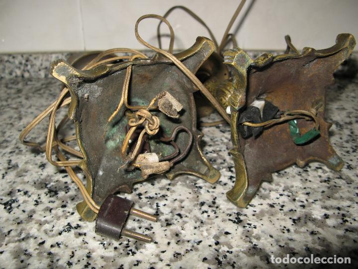 Vintage: Pareja de L&aacute;mparas Candelabros de Bronce Macizo.Casquillo E27 - Foto 5