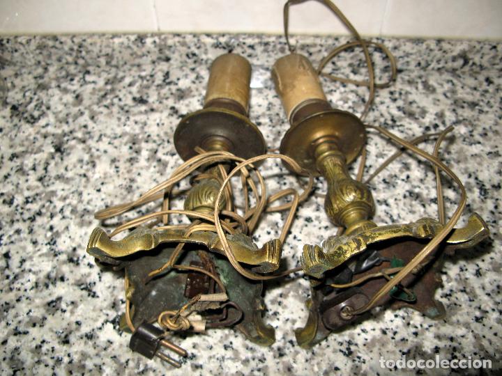 Vintage: Pareja de L&aacute;mparas Candelabros de Bronce Macizo.Casquillo E27 - Foto 8