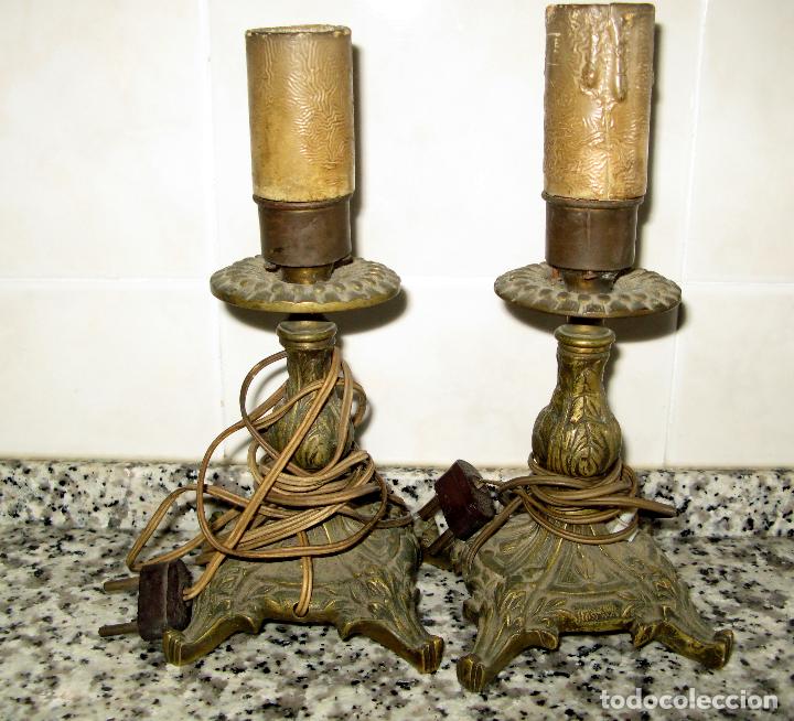 Vintage: Pareja de L&aacute;mparas Candelabros de Bronce Macizo.Casquillo E27 - Foto 9