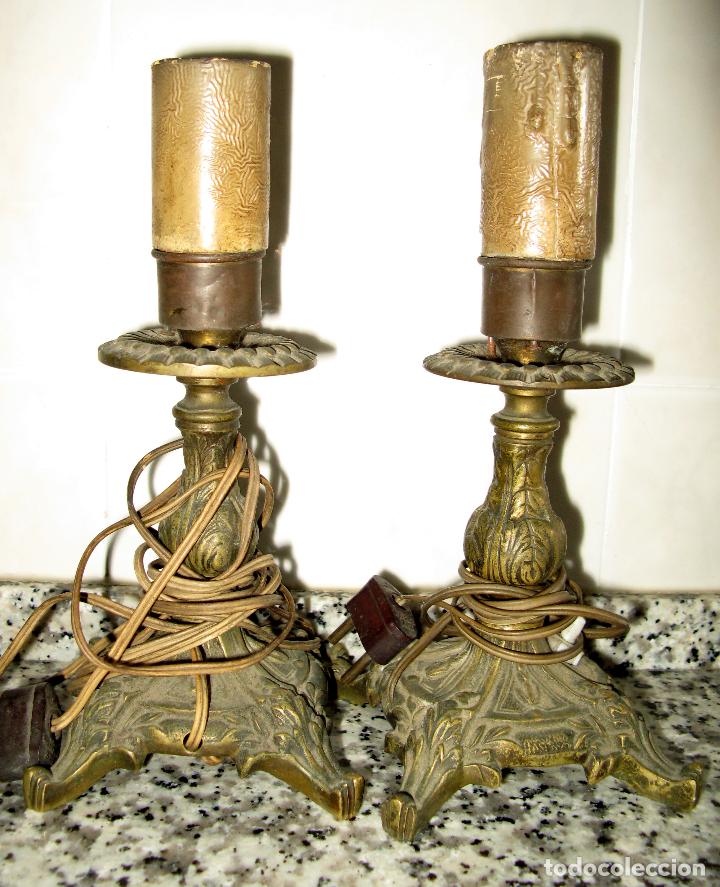 Vintage: Pareja de L&aacute;mparas Candelabros de Bronce Macizo.Casquillo E27 - Foto 10