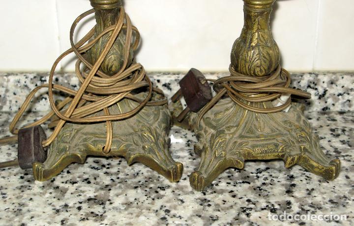 Vintage: Pareja de L&aacute;mparas Candelabros de Bronce Macizo.Casquillo E27 - Foto 11