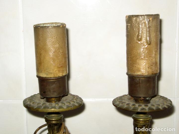 Vintage: Pareja de L&aacute;mparas Candelabros de Bronce Macizo.Casquillo E27 - Foto 12