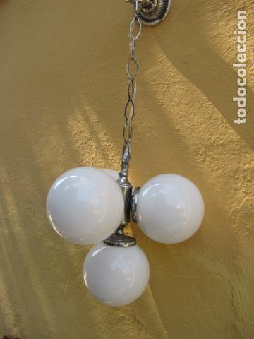 Vintage: Lampara de globos blancos. Funciona - Foto 2