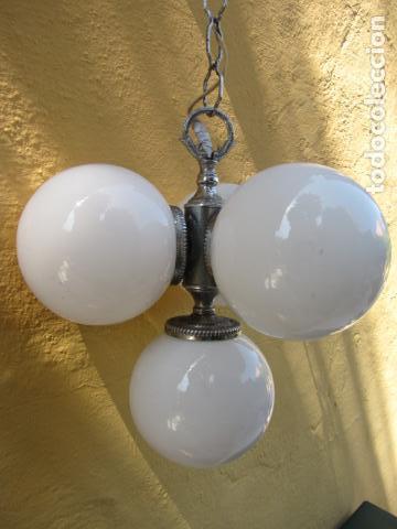 Vintage: Lampara de globos blancos. Funciona - Foto 4