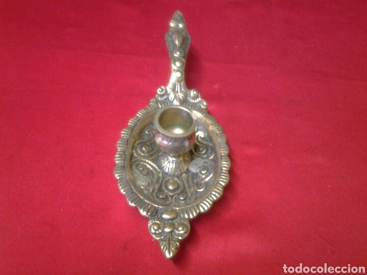 Vintage: Porta velas en bronce labrado - Foto 2