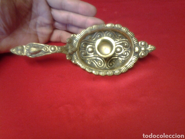 Vintage: Porta velas en bronce labrado - Foto 3