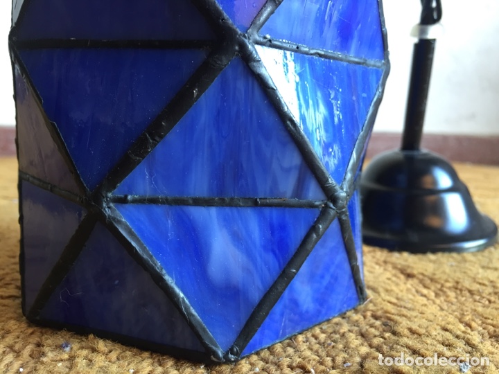 Vintage: L&aacute;mpara de cristaler&iacute;a triangular en color azul - Foto 3