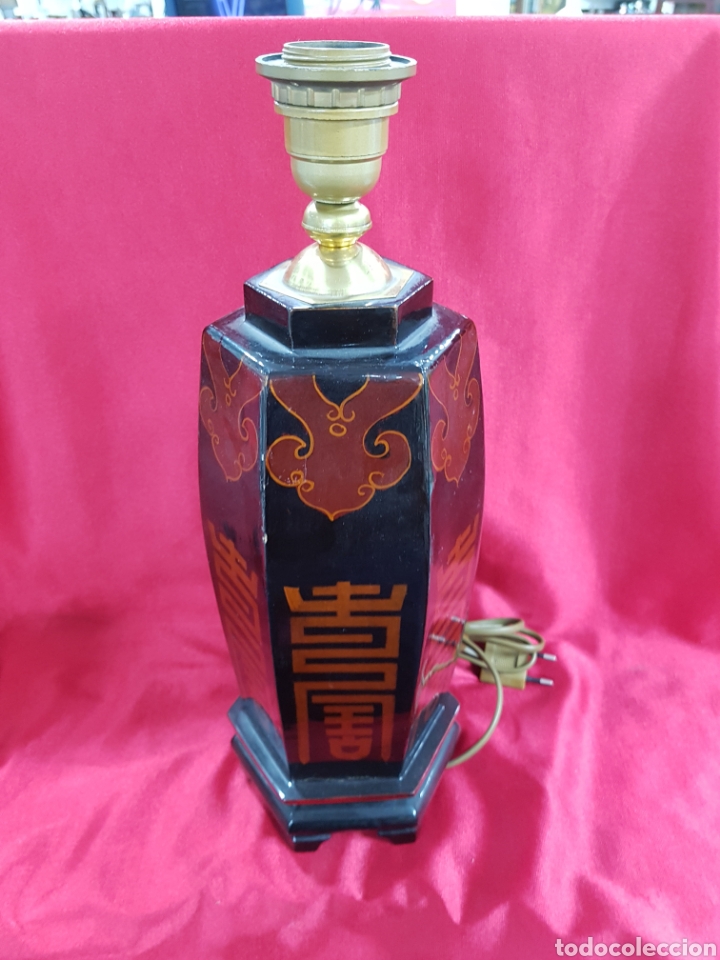 Vintage: L&aacute;mpara china de madera - Foto 1