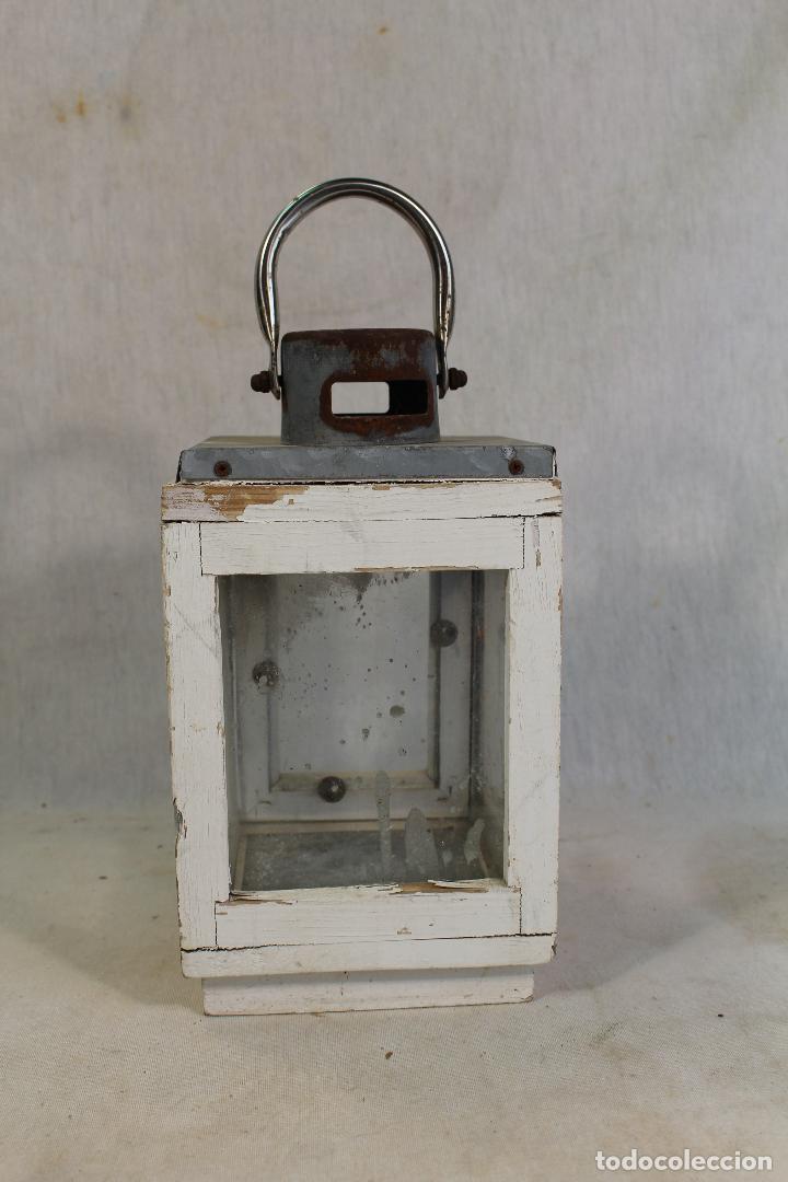 Vintage: farol en metal y madera - Foto 1