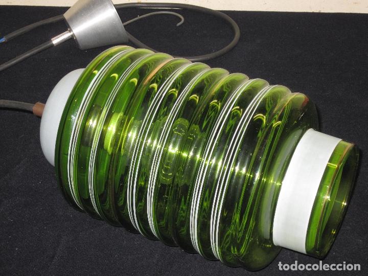 Vintage: L&Aacute;MPARA DE TECHO EN CRISTAL VERDE - Foto 2