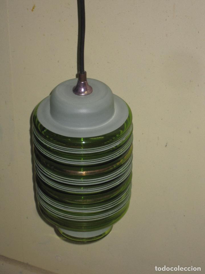 Vintage: L&Aacute;MPARA DE TECHO EN CRISTAL VERDE - Foto 4