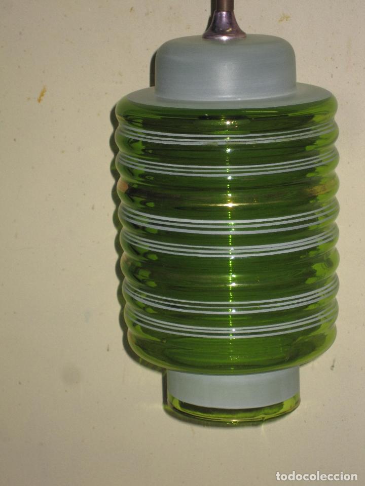 Vintage: L&Aacute;MPARA DE TECHO EN CRISTAL VERDE - Foto 5