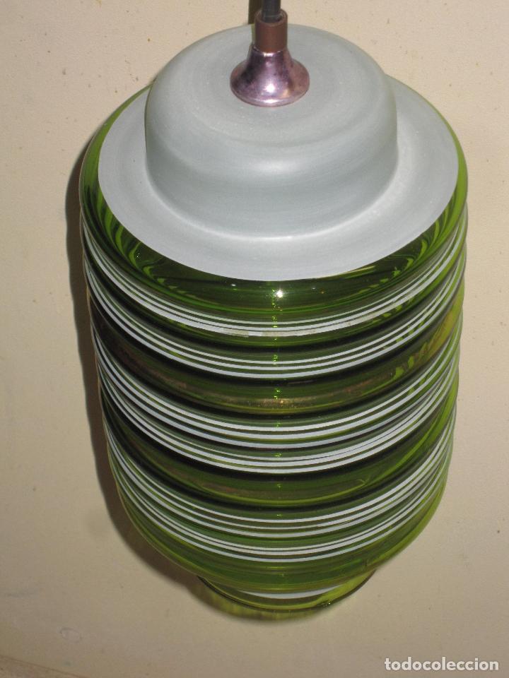 Vintage: L&Aacute;MPARA DE TECHO EN CRISTAL VERDE - Foto 7