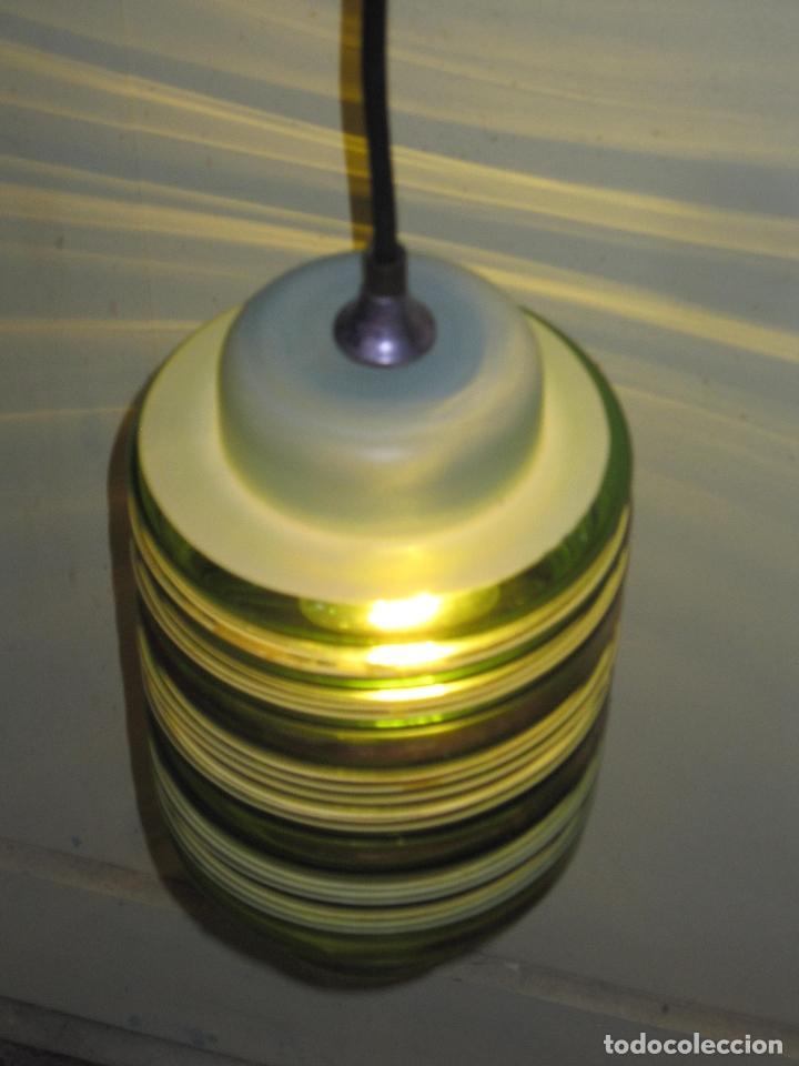 Vintage: L&Aacute;MPARA DE TECHO EN CRISTAL VERDE - Foto 8