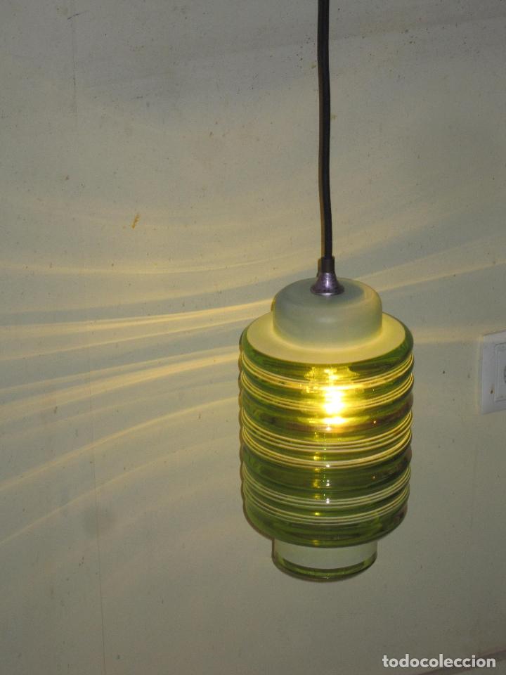 Vintage: L&Aacute;MPARA DE TECHO EN CRISTAL VERDE - Foto 9