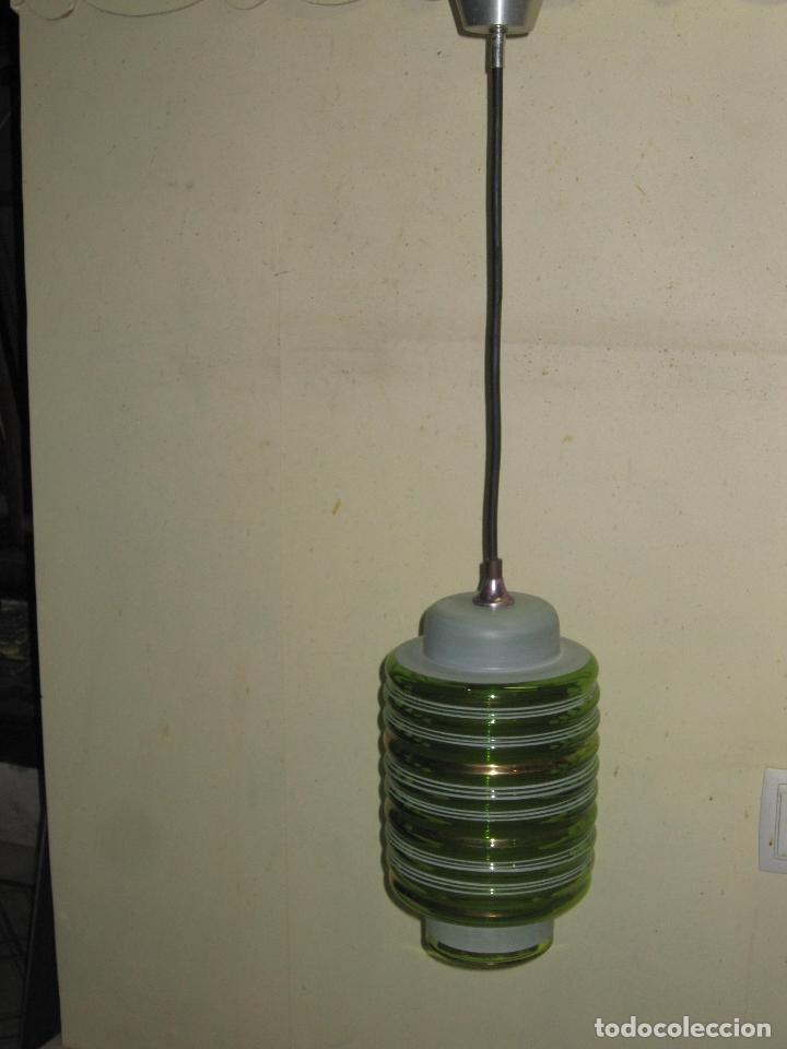 Vintage: L&Aacute;MPARA DE TECHO EN CRISTAL VERDE - Foto 10