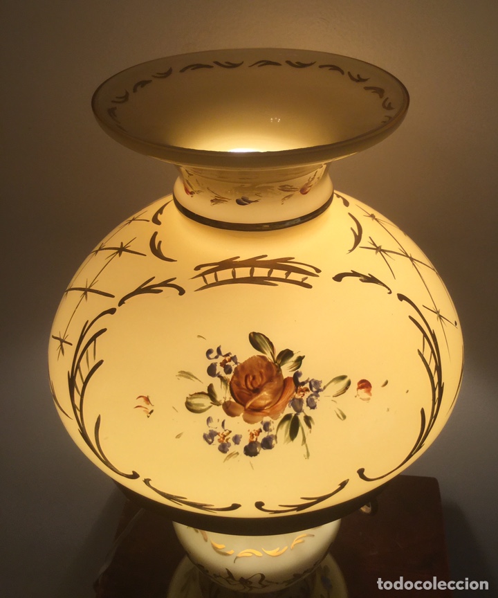 Vintage: QUINQUE DE OPALINA CON FLORES PINTADAS - Foto 3