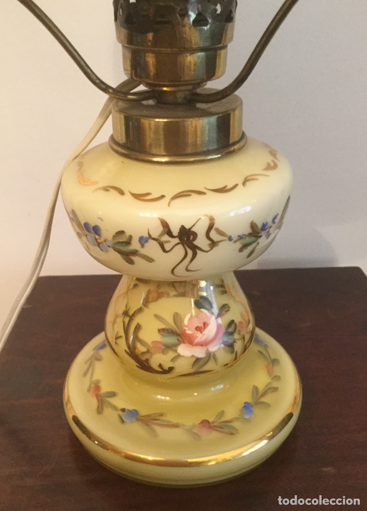 Vintage: QUINQUE DE OPALINA CON FLORES PINTADAS - Foto 7