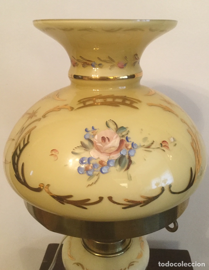 Vintage: QUINQUE DE OPALINA CON FLORES PINTADAS - Foto 14