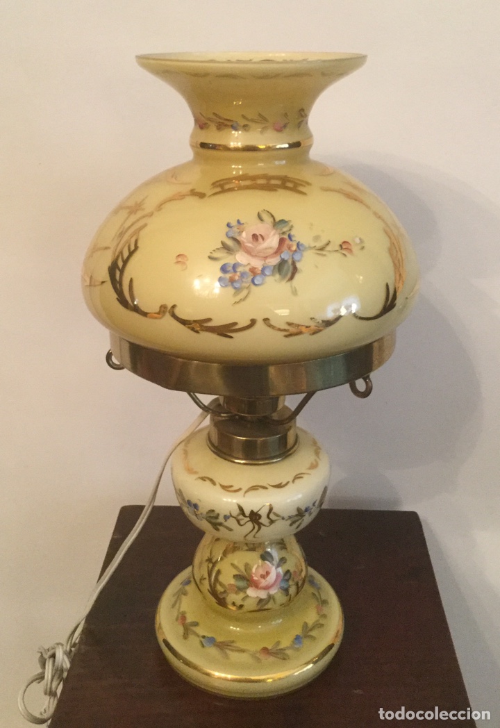 Vintage: QUINQUE DE OPALINA CON FLORES PINTADAS - Foto 16