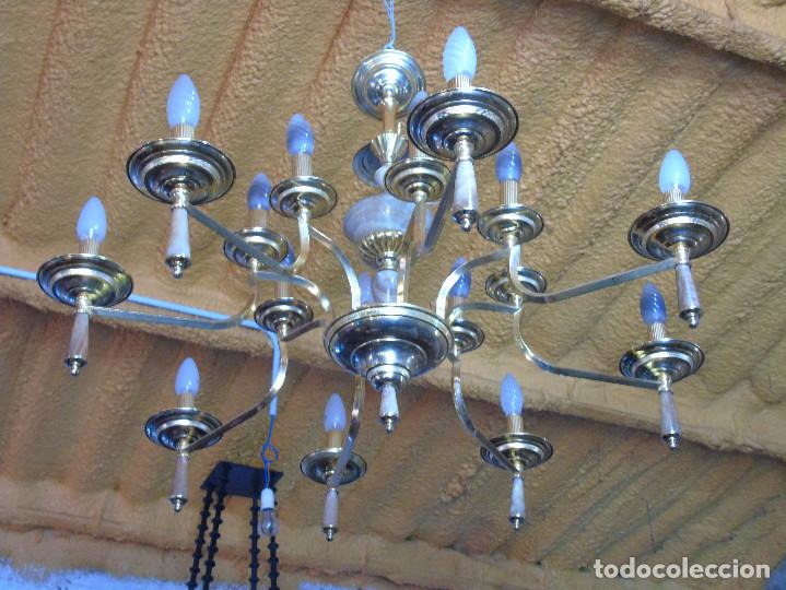 Vintage: LAMPARA VINTAGE DE LAT&Oacute;N. 8 BRAZOS. - Foto 4