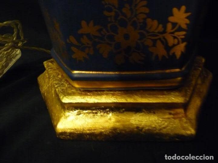 Vintage: L&Aacute;MPARA DE MANISES AZULCHINOIS - Foto 2