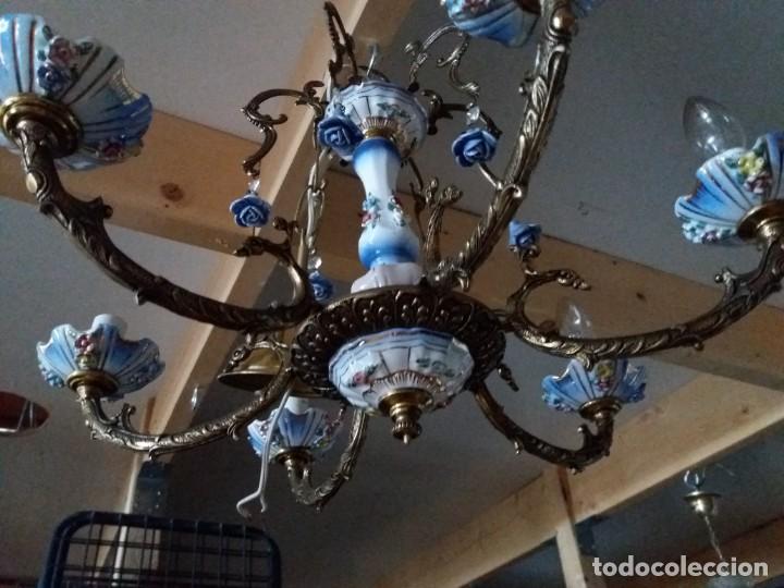 Vintage: LAMPARA BRONCE Y CER&Aacute;MICA DECORADA - Foto 1