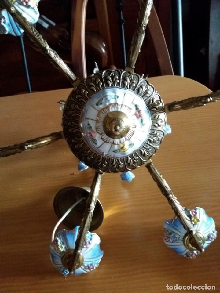 Vintage: LAMPARA BRONCE Y CER&Aacute;MICA DECORADA - Foto 3