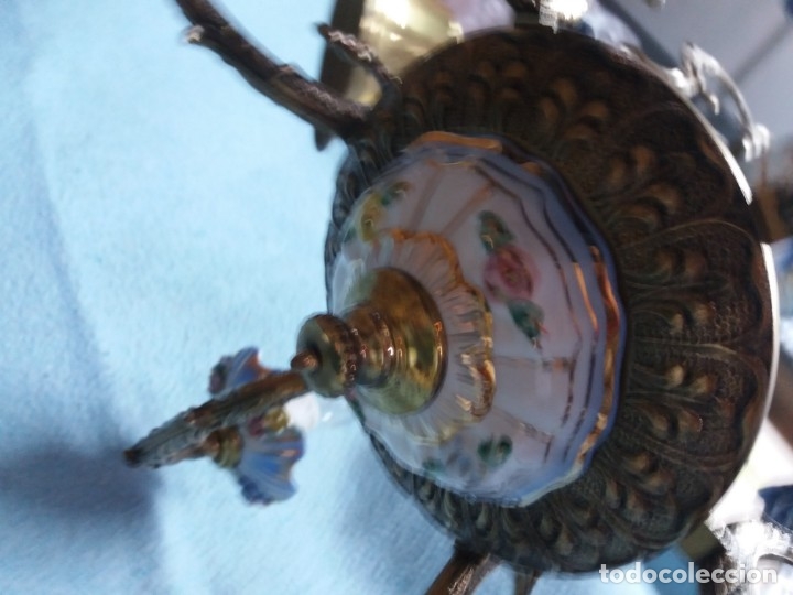 Vintage: LAMPARA BRONCE Y CER&Aacute;MICA DECORADA - Foto 6