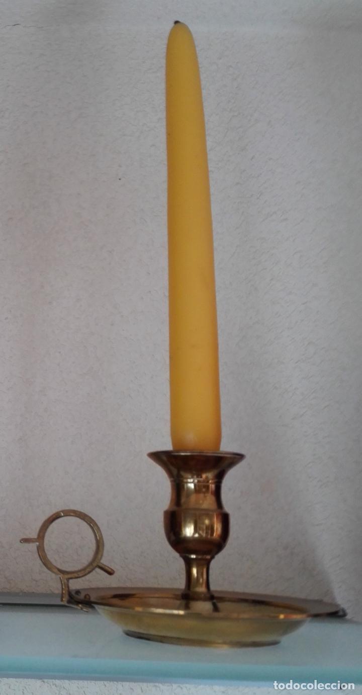 Vintage: Antiguo candelabro / palmatoria / bronce del siglo XIX