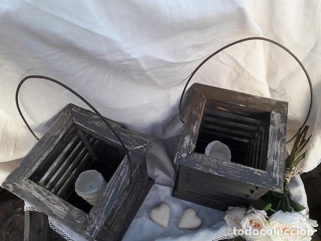 Vintage: 2 faroles de madera - Foto 2