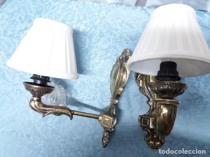 Vintage: PAREJA DE APLIQUES PARED BRONCE - Foto 7