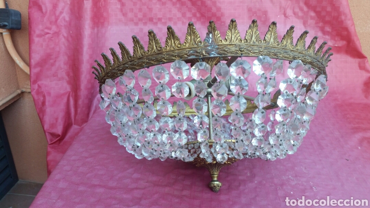 Vintage: L&Aacute;MPARA BRONCE Y CRISTAL - Foto 1