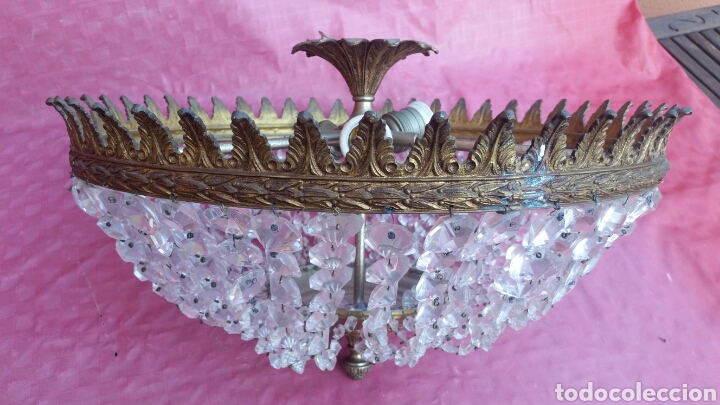 Vintage: L&Aacute;MPARA BRONCE Y CRISTAL - Foto 3
