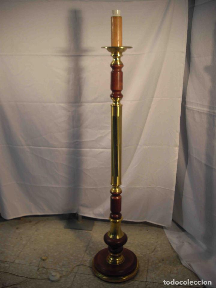 Vintage: PIE LAMPARA DE SUELO METAL MADERA - Foto 1
