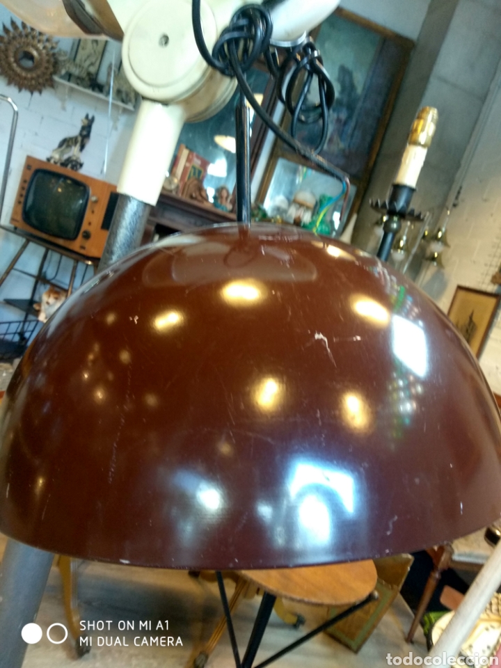 Vintage: Lampara techo a&ntilde;os 70 marron chocolate - Foto 3