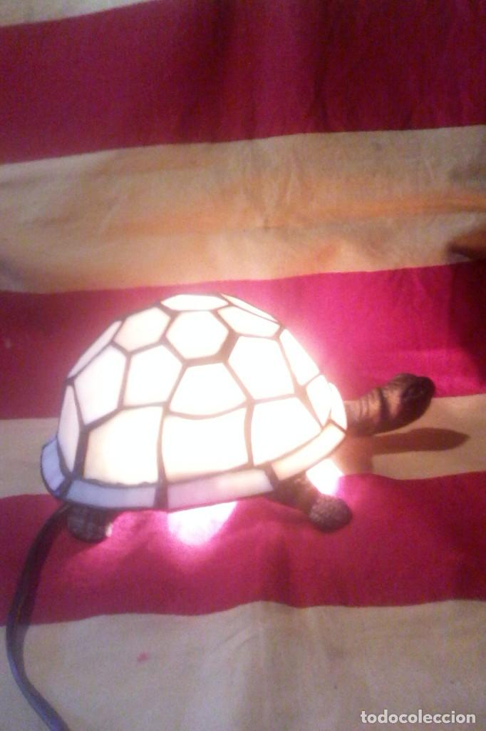 Vintage: LAMPARA VITRAL NACAR - TORTUGA . - Foto 2