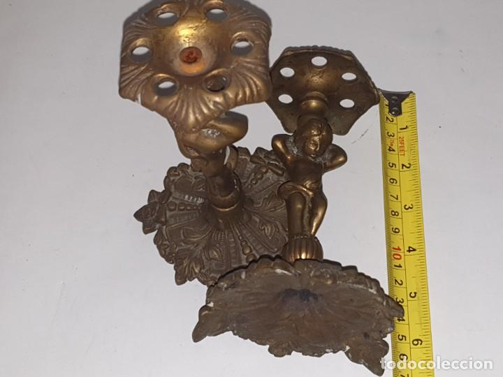Vintage: PAREJA PIE DE LAMPARAS DE BRONCE - Foto 4