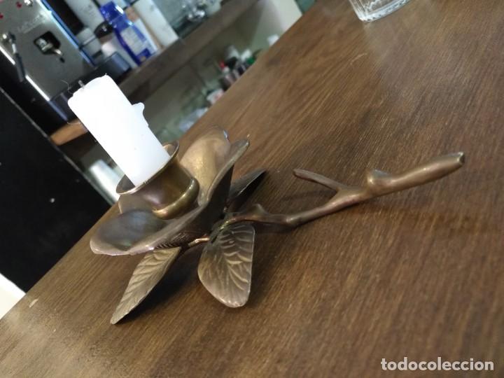 Vintage: sujeta velas flor bronce - Foto 1