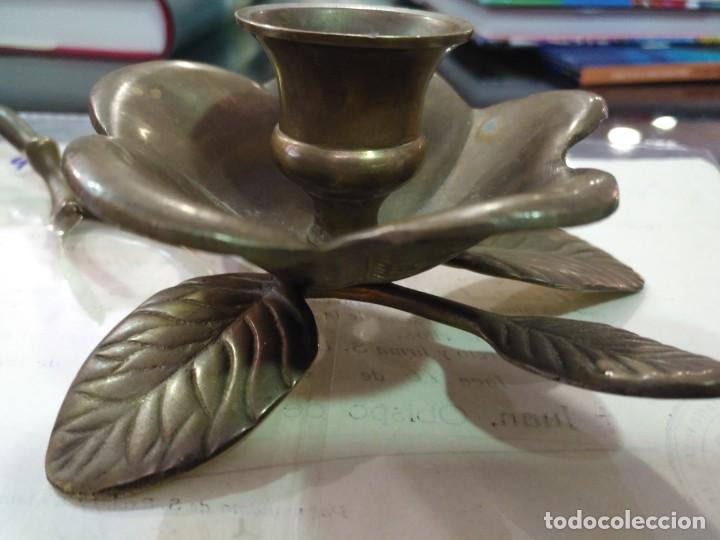 Vintage: sujeta velas flor bronce - Foto 2