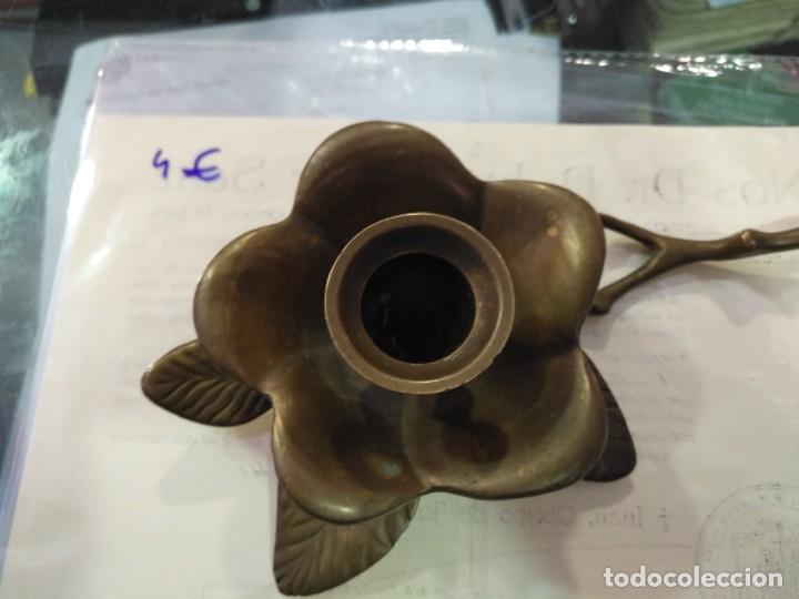 Vintage: sujeta velas flor bronce - Foto 3