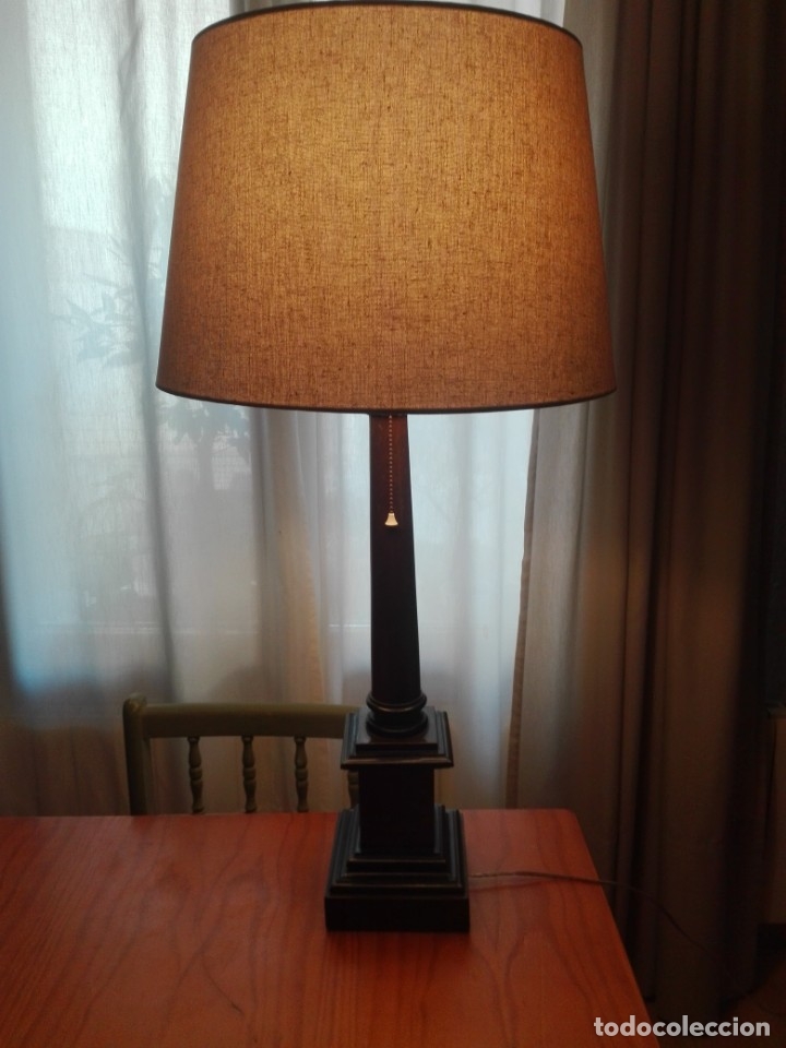Vintage: L&aacute;mpara con pie de madera tipo columna - Foto 5