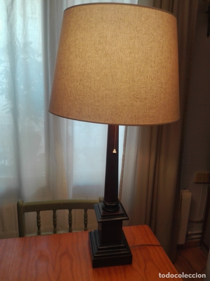 Vintage: L&aacute;mpara con pie de madera tipo columna - Foto 6